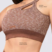 TOP ANIMAL PRINT CAFÉ ESCOTE ASIMÉTRICO RVC