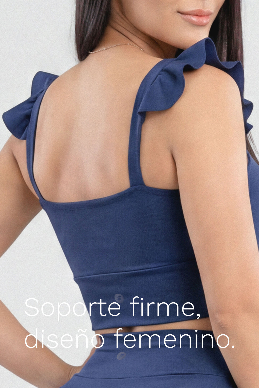 TOP CROP AZUL MARINO CON VOLANTES RVC