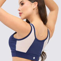 TOP DEPORTIVO AZUL MALLA FRONTAL BLANCA RVC