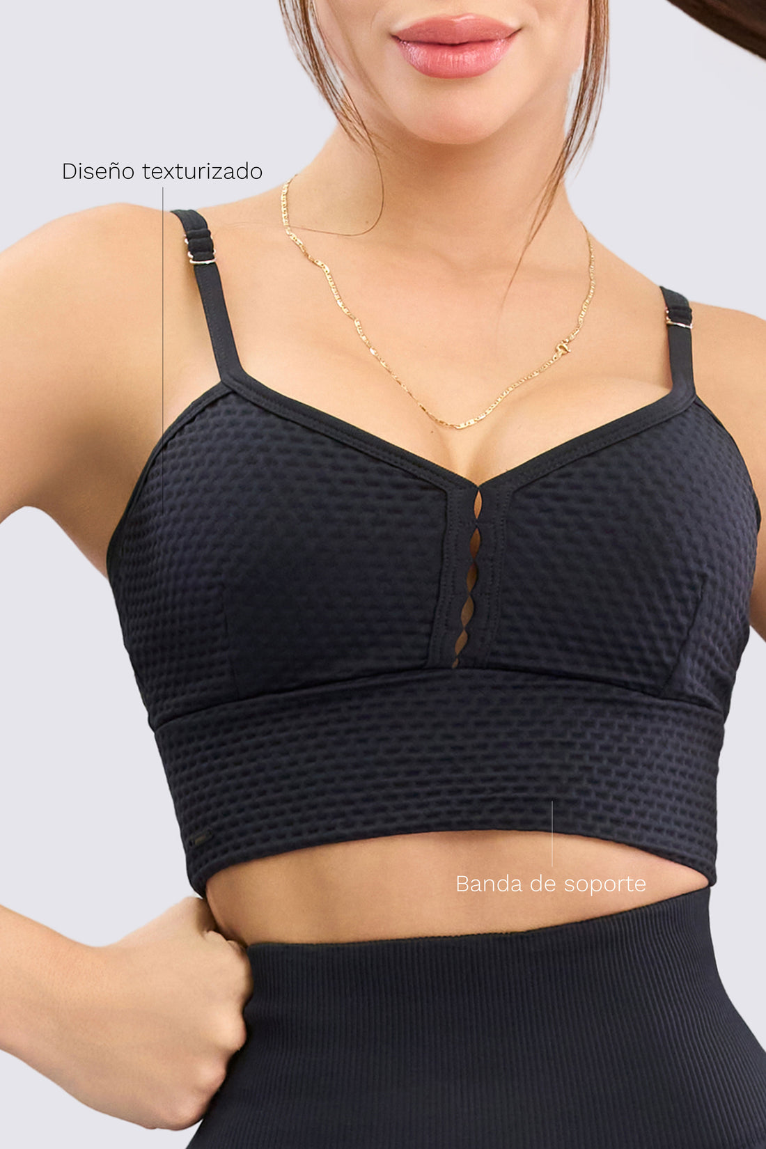 TOP DEPORTIVO NEGRO TEXTURIZADO RVC