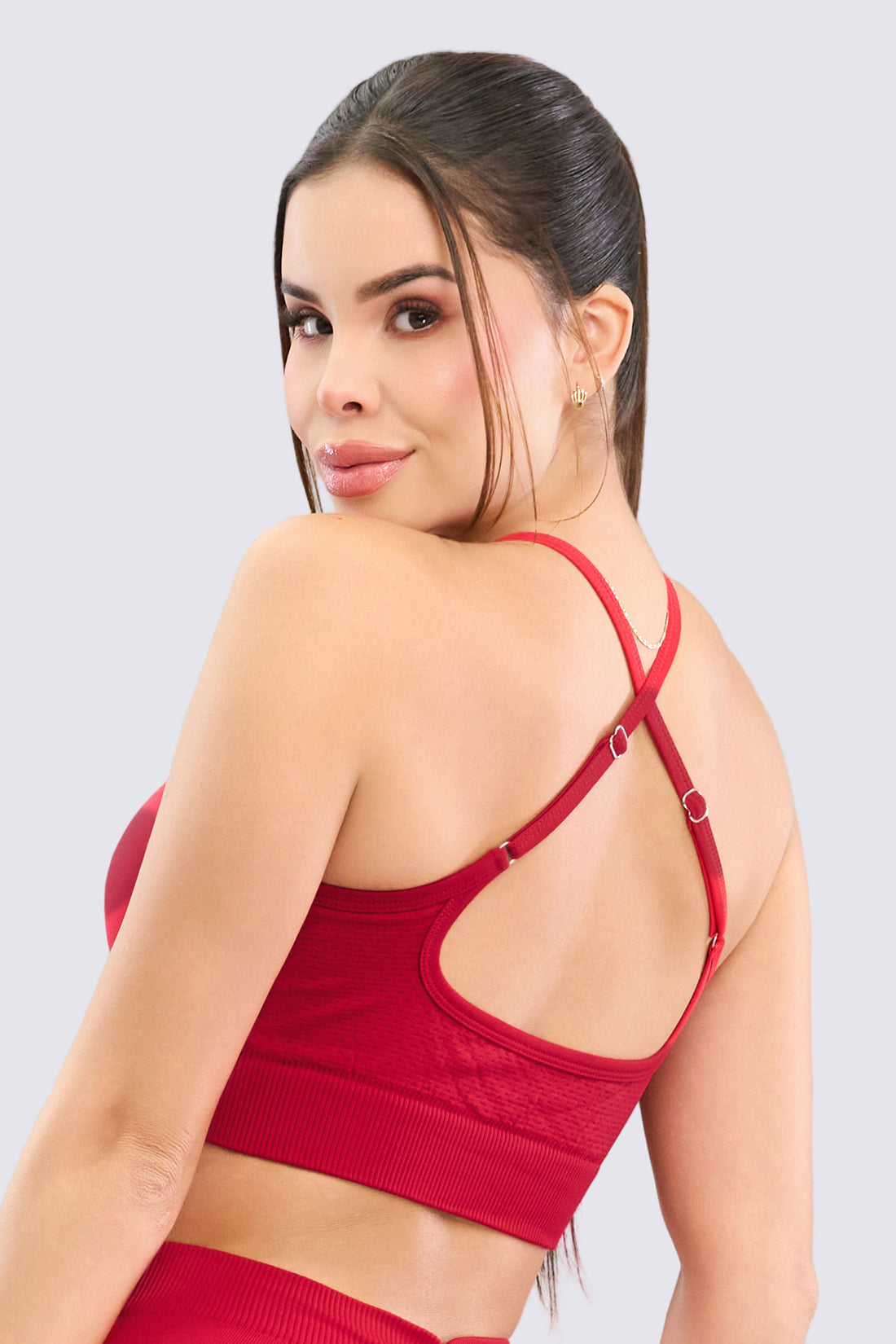 TOP ROJO CON ESPALDA CRUZADA Y FRUNCIDO FRONTAL RVC