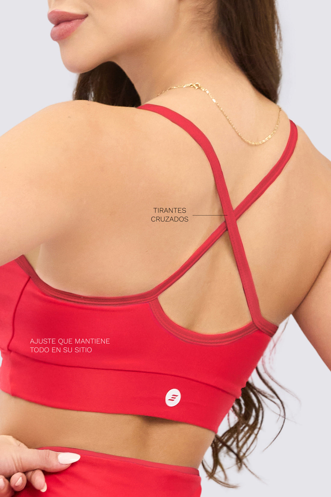 TOP ROJO DE TIRANTES CRUZADOS Y MALLA RVC
