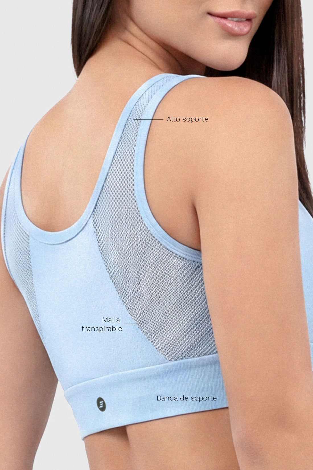 TOP DEPORTIVO BABY BLUE MALLA FRONTAL CDC