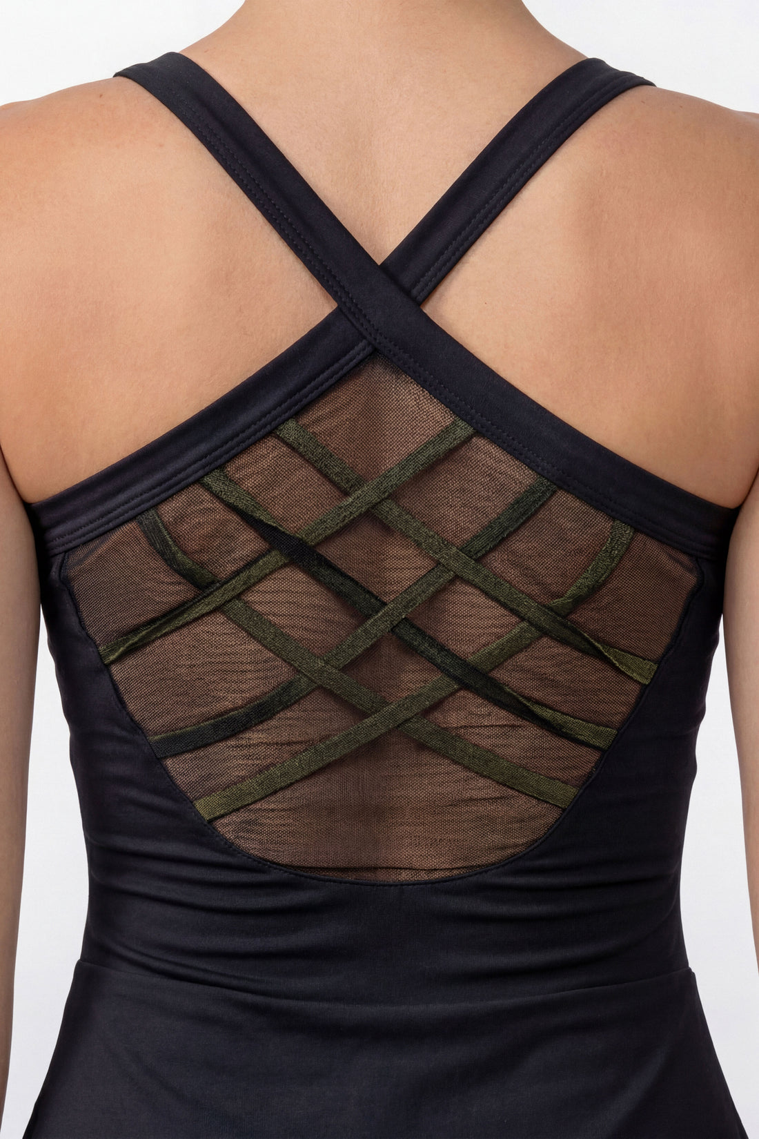 VESTIDO NEGRO CON TIRANTES CRUZADOS Y ESPALDA TRANSPIRABLE RVC