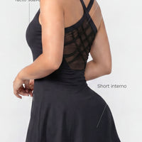 VESTIDO NEGRO CON TIRANTES CRUZADOS Y ESPALDA TRANSPIRABLE RVC