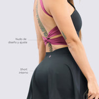 VESTIDO NEGRO TOP HALTER Y ESPALDA ABIERTA RVC