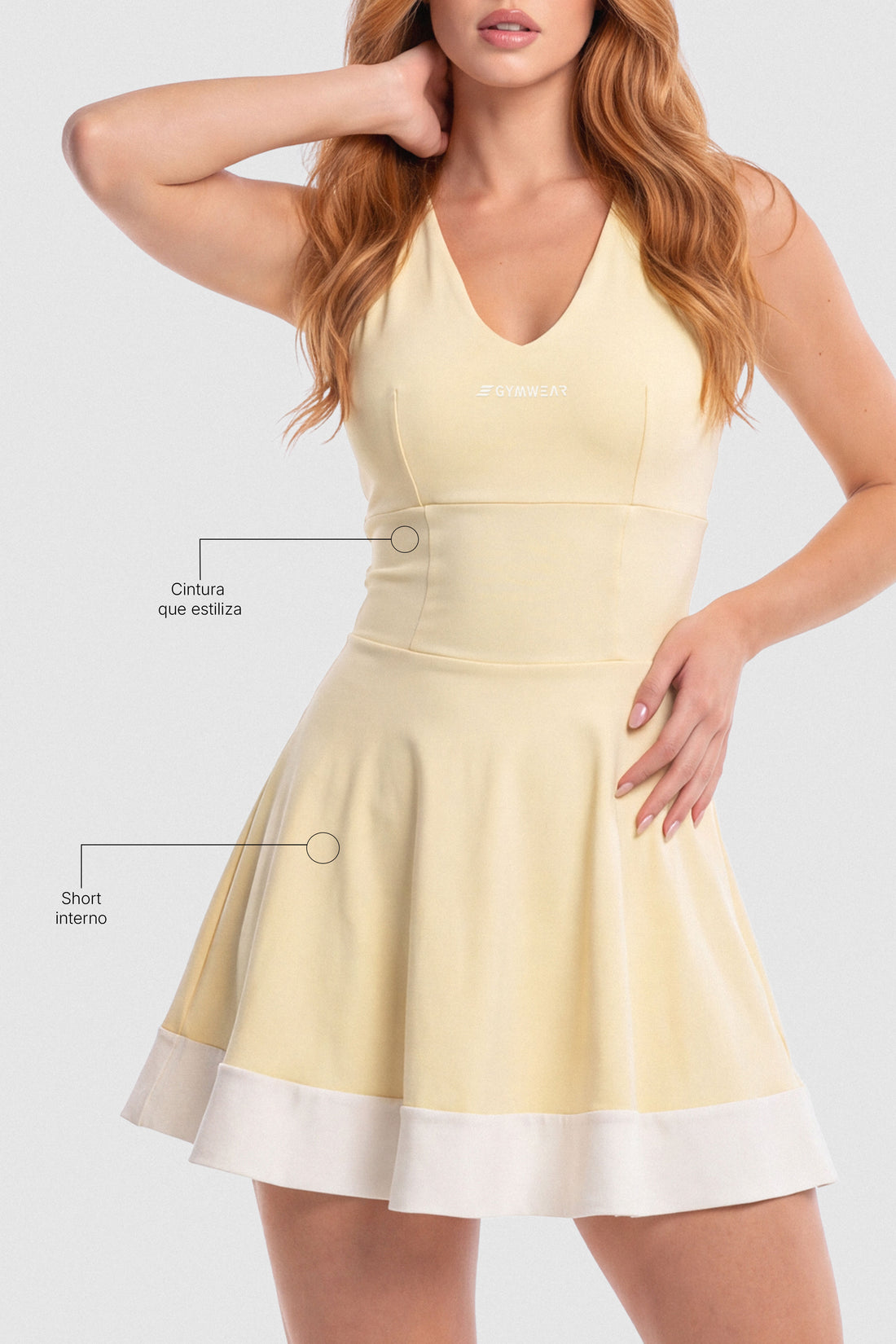 VESTIDO ESCOTE EN V AMARILLO MANTEQUILLA PPC