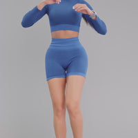 SHORT SEAMLESS TEXTURIZADO AZUL RVC